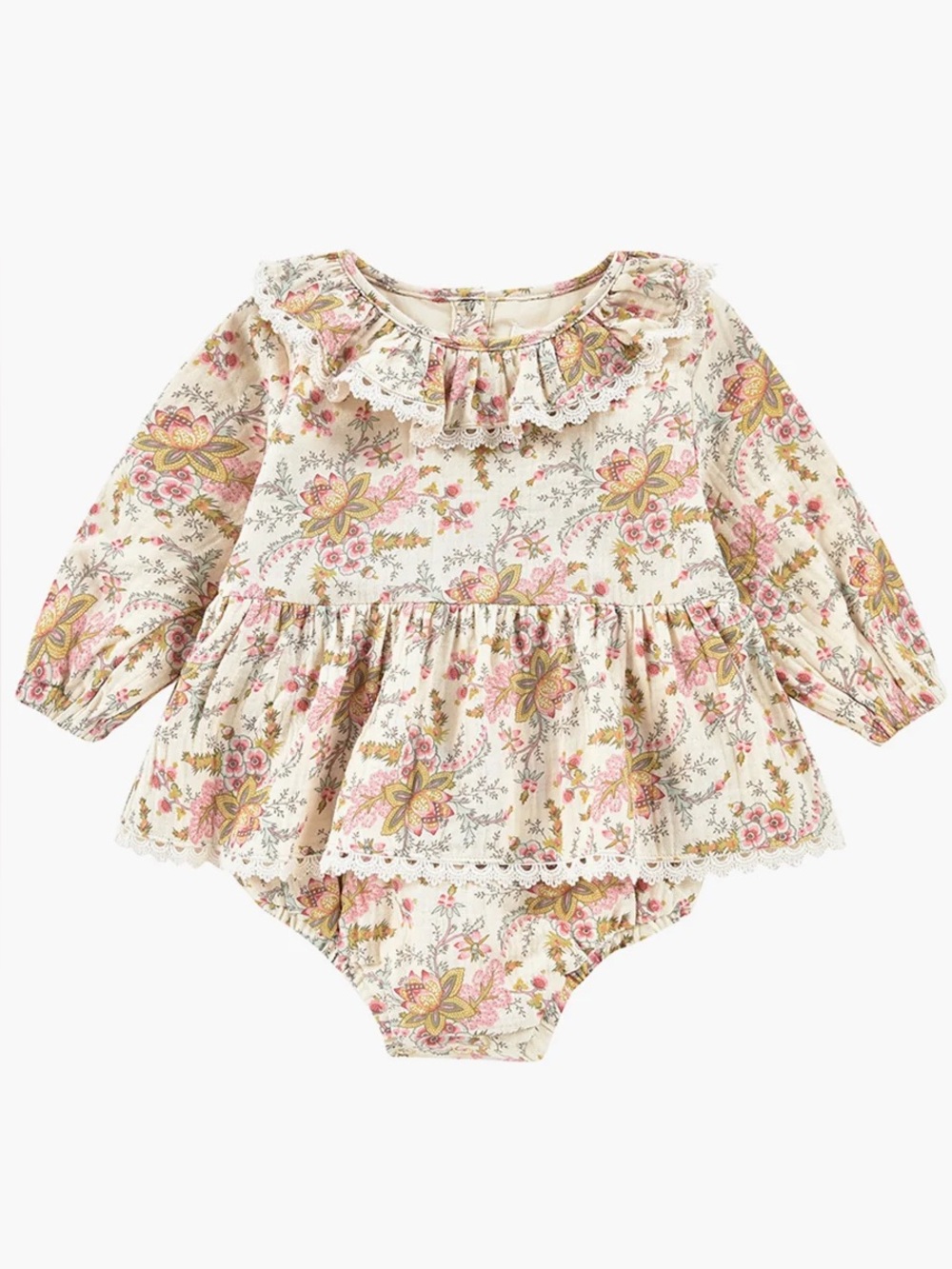 NWT Louise Misha Ghilena Baby Girl Romper - Cream French Flowers